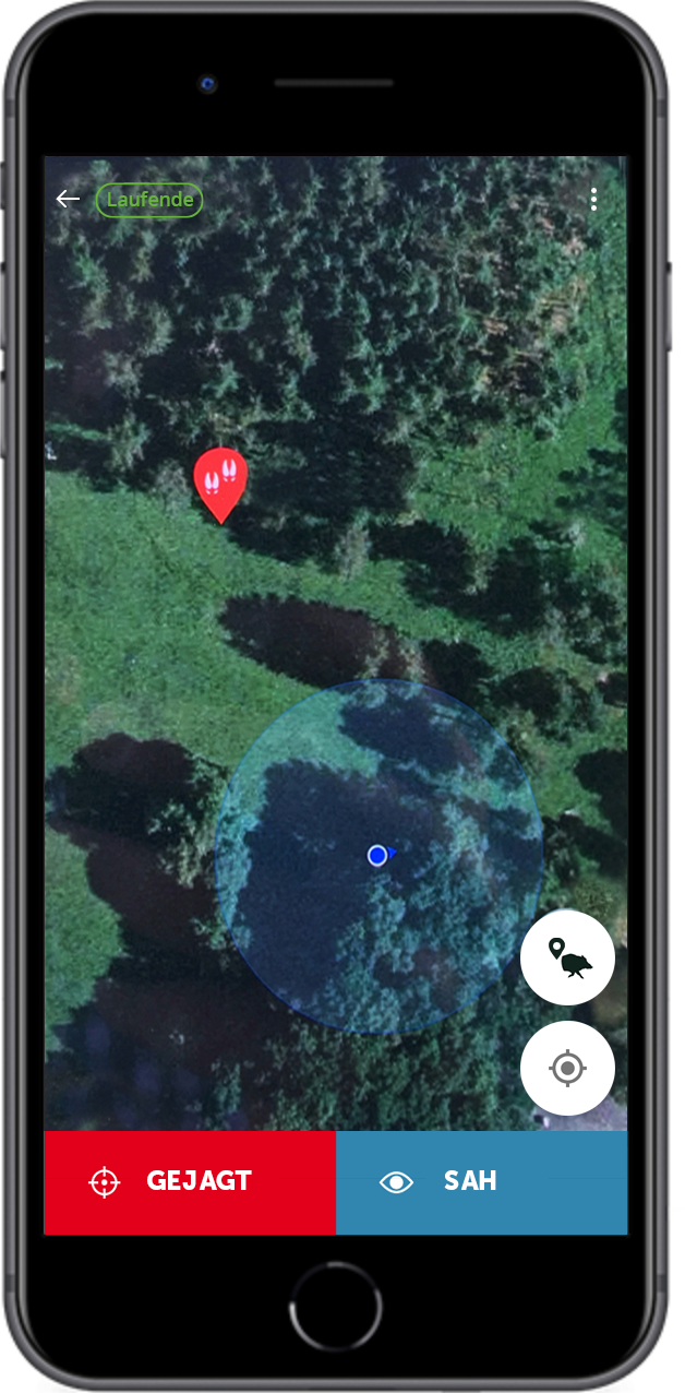 Aufzeichnen der Stelle des erlegtendes Anschusses